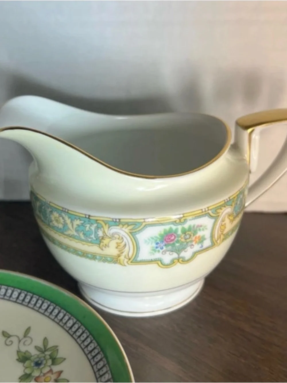 Noritake Vintage Porcelain Sugar Bowl, Creamer, and lemon plate